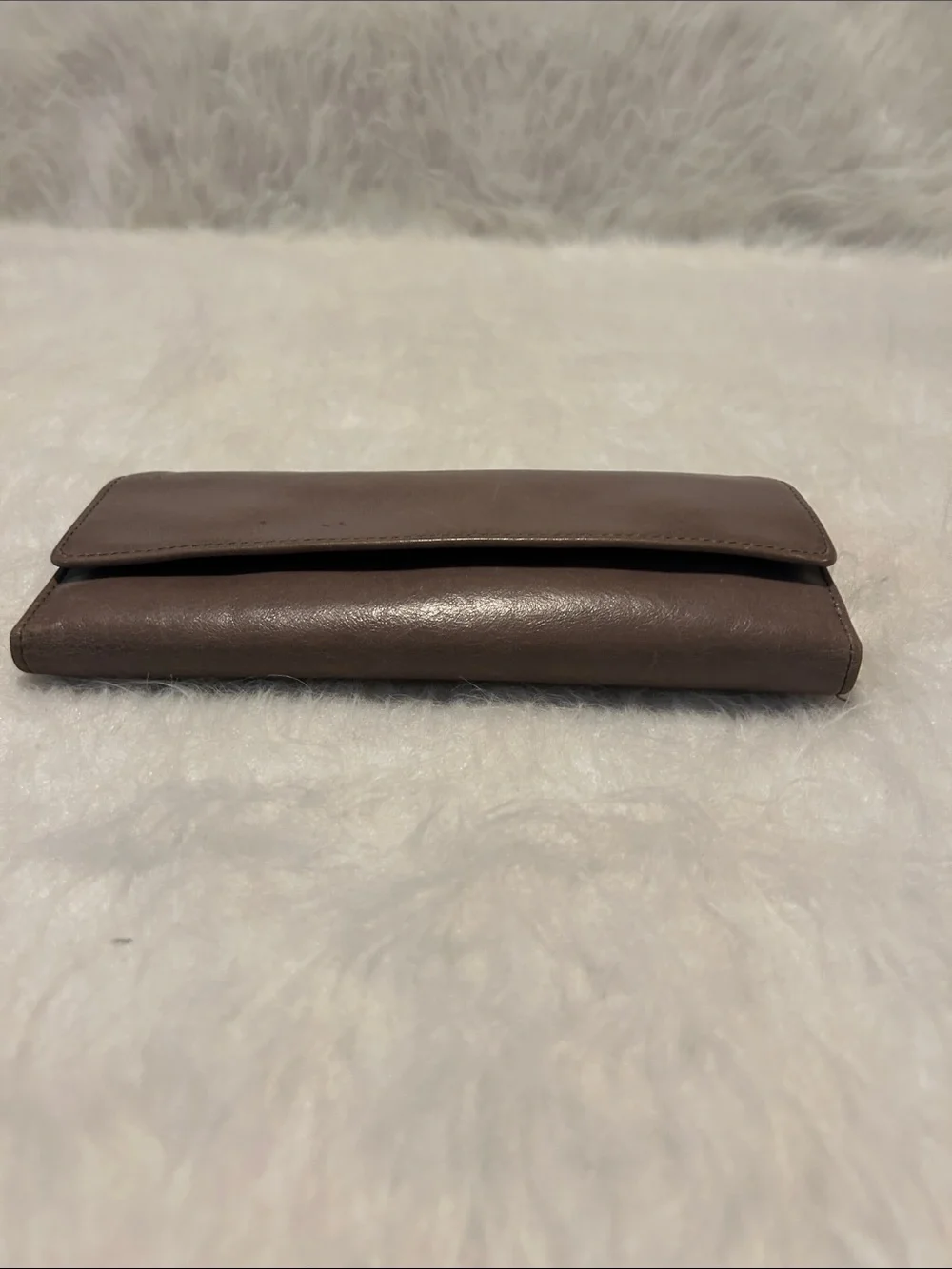 HOBO Brown Leather Zip Wallet with Exterior Pocket